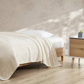 Full/Queen Cream Bone Lightweight 100-Percent Cotton Blanket - Machine Washable