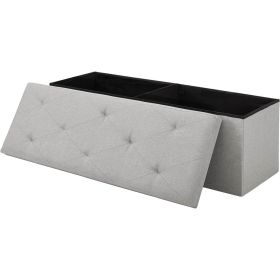 Light Grey Linen Upholstered Bedroom Living Room Entryway Storage Bench Ottoman