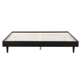 King size Mid-Century Modern Platform Bed Frame in Black Wood Finish