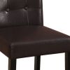 Wooden height chair With Button Tufted Back Set Of 2 Brown