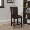 Wooden height chair With Button Tufted Back Set Of 2 Brown