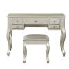 Cherub Vanity Set Featuring Stool And Mirror Silver