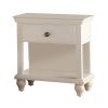 Poplar Wood Night Stand With Spacious Storage, White