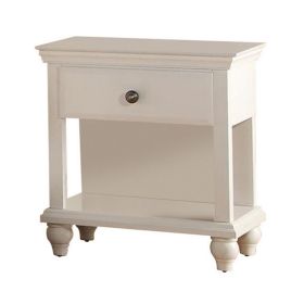 Poplar Wood Night Stand With Spacious Storage, White