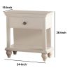 Poplar Wood Night Stand With Spacious Storage, White