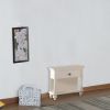 Poplar Wood Night Stand With Spacious Storage, White