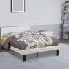 Serene Slated Wooden Full Bed In Faux Leather 12 Slats, White