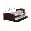 Fascinating Wooden Twin Bed With Trundle, Cherry Brown