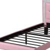 Polyurethane Twin Size Bed In High Headboard In Pink