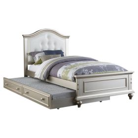 Cherub Twin Size Bed With Trundle In Silver And White