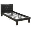 Faux Leather Upholstered Twin size Bed With tufted Headboard Black