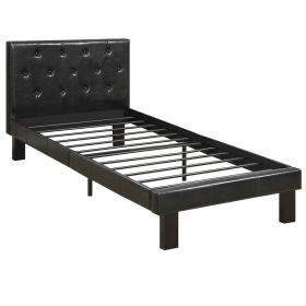 Faux Leather Upholstered Twin size Bed With tufted Headboard Black
