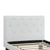 Faux Leather Upholstered Twin size Bed With tufted Headboard White