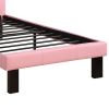 Faux Leather Upholstered Twin size Bed With tufted Headboard Pink