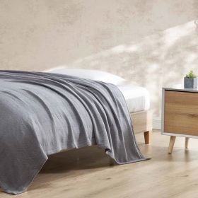Twin size Cozy Lightweight Grey 100-Percent Cotton Blanket - Machine Washable