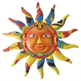 1pc, Creative Metal Sun Wall Decor, Metal Wall Art Decorative Pendant (13'')