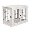 PawHut 26" Wooden Dog Cage Dog Crate Furniture, Indoor Dog Kennel, Dog Cage End Table with 2 Lockable Doors Entrance & Top Shelf