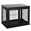 PawHut Modern Wooden Dog Crate Furniture Double Door for Small Dogs Stylish Black