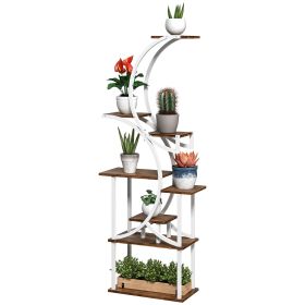 Outsunny Plant Stand Indoor, 8 Tier 62" S-Shaped Plant Shelf, Corner Plant Rack for Multiple Plants