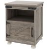 Side Table with Storage, End Table with Open Shelf, Cupboard and Wood Legs