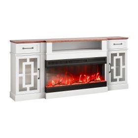 VEVOR 80" Fireplace TV Stand, Media Storage Corner with 36" Fireplace, Storage Drawers & Cabinets