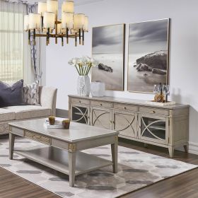 Dauphin 71" TV Stand Storage Display Console Table, Grey Cashmere Wood