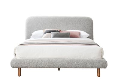 Cleo Gray Boucle Queen Bed