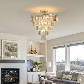 Large crystal chandelier in white chrome color