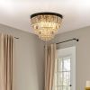 20" Luxury Crystal Flush Mount Ceiling Light with Black Finish