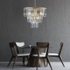 20" Luxury 3-Tier Crystal Chandelier, 7-Light Gold Frame Pendant Light