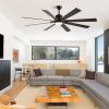 72" Walnut LED Ceiling Fan Light with 8 Wooden Blades, Remote Control