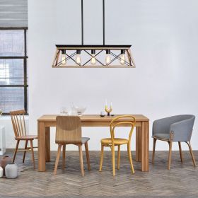 32" Oak Industrial 5-Light Pendant Chandelier
