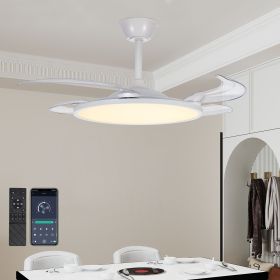 Retractable Ceiling Fans with Lights, 42 inch Ceiling Fan with Light and Remote Control
