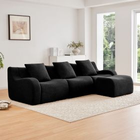 Boneless Sofa, 3 Seat High-Quality Teddy Fabric, Anti-Slip Design, No Assembly Curved Armrests Streamlined Design