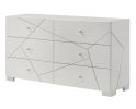 1pc Contemporary Bold Geometric Accents Pristine High-gloss White Finish Six Drawers Dresser Wooden Furniture
