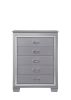 1pc Modern Five Drawer Tall Chest Mirror Accents Chrome Finish Hardware Faux Crystal Accent Silver Finish