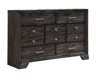 1pc Contemporary Dark Wood Grain Finish Metal Knobs Storage Drawers Dresser Wooden Gray