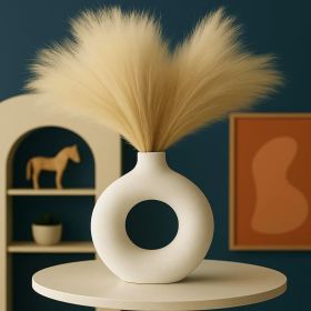 Modern White Ceramic Vase - 7.5 Inch Tall - Ceramic Flower Vase. Home Decor