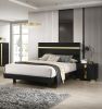 Modern Black 3pc Bedroom Set Queen Size Bed w LED 2x Nightstands Mattress Ready Furniture Acrylic Trim