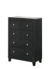 1pc Contemporary Modern White Faux Marble Top 4 Drawers Tall Chest Black Finish Bedroom Furniture