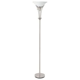 Jessa Brushed Steel Frosted Torchiere Floor Lamp