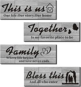 4 PCS Home Wall Decor Signs Rustic Wood Signs Farmhouse Entryway Signs for Bedroom Living Room Décor This is us/Together/Family/Bless this Rustic Wood