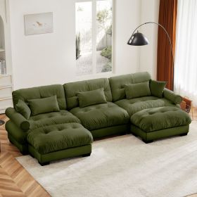 U Shape Modular Sectional Sofa Couch with Two Movable Ottomans