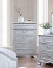 Elegance Gray Finish 5-Drawers Chest Contemporary 1pc Chest Pull Handles and crystal Knobs Bedroom