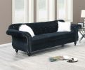 Formal Luxury Look 1pc Black Velvet Sofa w Pillows Living Room Furniture Couch