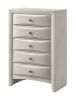 1pc Contemporary Neutral White Finish Curved Drawer Fronts Storage Five Drawers Chest Wooden
