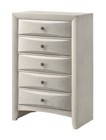 1pc Contemporary Neutral White Finish Curved Drawer Fronts Storage Five Drawers Chest Wooden