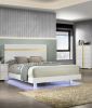 White 1pc Queen Size Bed Underbed LED Modern Bedroom Furniture Acrylic Trim Mattress Ready Bedframe