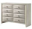 1pc Contemporary Neutral White Finish Curved Drawer Fronts Storage Six Drawers Dresser Wooden Furniture
