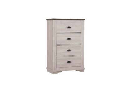 1pc Contemporary Four Drawers Chest Bed Side Cabinet Wooden Furniture Rustic Chalk Gray Color